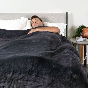 Open Box - Brookstone -  King Heated Blanket Gray Plush Gray